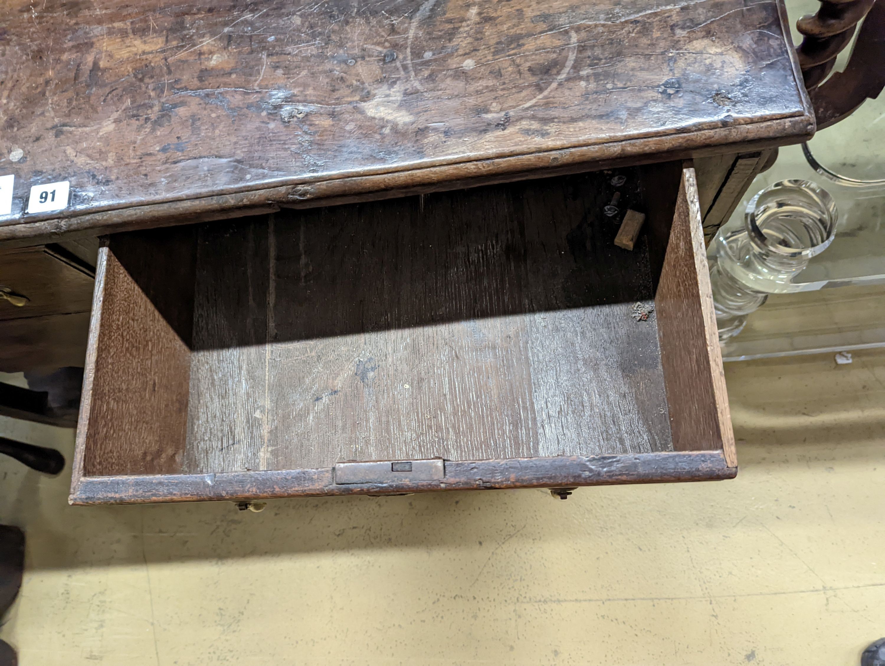 A small oak dresser base, width 107cm, depth 38cm, height 71cm